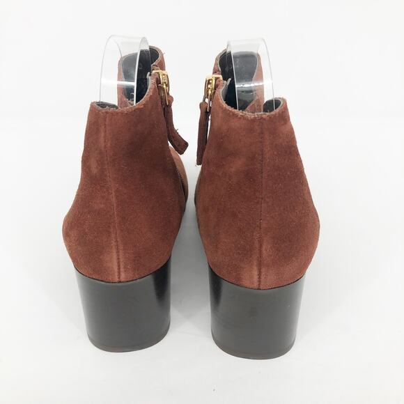 Aquatalia Womens Chelsea Boots 7.5 Brown Heeled Square Toe Suede Leather NWOB - Picture 6 of 10